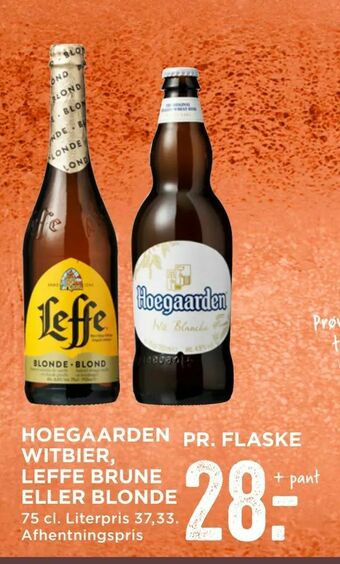 MENY Hoegaarden witbier, leffe brune eller blonde tilbud