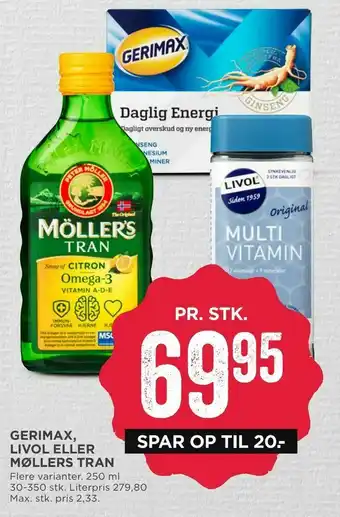 MENY Gerimax, livol eller møllers tran tilbud