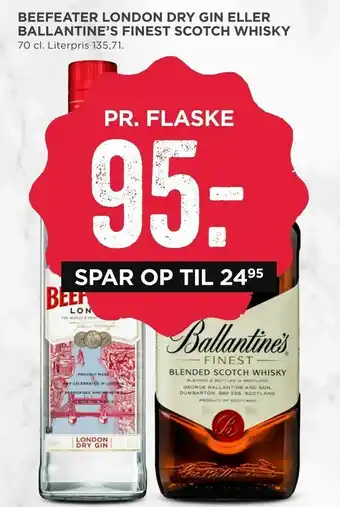 MENY Beefeater london dry gin eller ballantine's finest scotch whisky tilbud