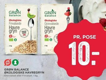 MENY Grøn balance økologiske havregryn tilbud