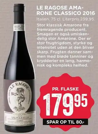 MENY Le ragose amarone classico 2016 tilbud