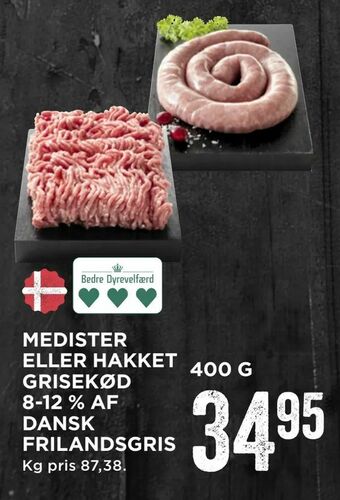 MENY Medister eller hakket grisekød 8-12 % af dansk frilandsgris tilbud