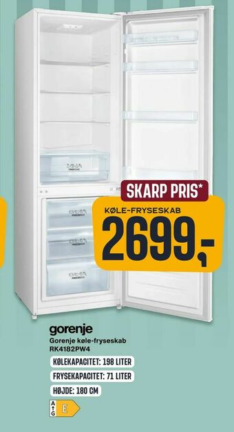 Skousen Gorenje køle-fryseskab RK4182PW4 tilbud