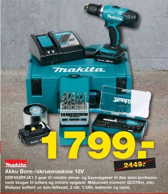 Bauhaus Makita bore- og skruemaskine tilbud
