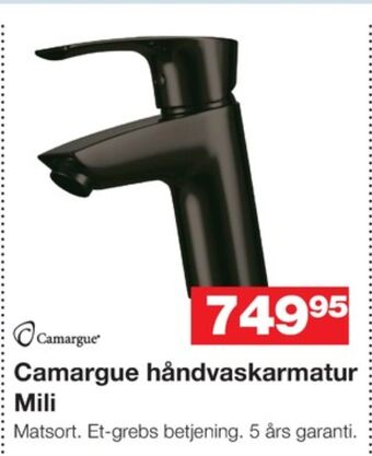 Bauhaus Camargue håndvaskarmatur tilbud