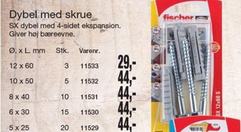 Dybel med skrue