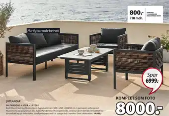 JYSK JUTLANDIAⓇ SALTEN BORD + SOFA + 2 STOLE tilbud