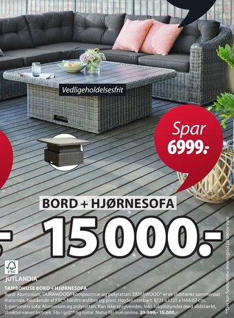 JYSK TAMBOHUSE BORD + HJØRNESOFA tilbud