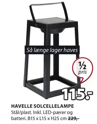 JYSK HAVELLE SOLCELLELAMPE tilbud