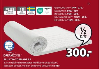 JYSK PLUS T50 TOPMADRAS tilbud