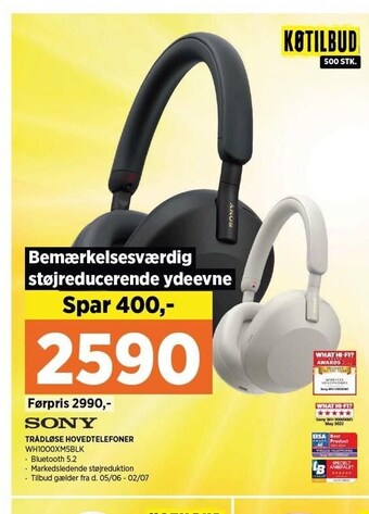 Power Sony trådløse hovedtelefoner tilbud