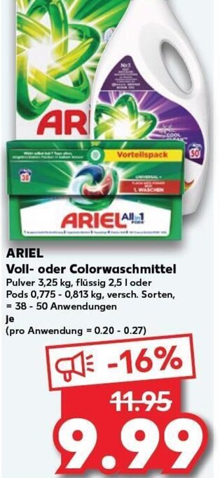 Kaufland DE ARIEL Voll- oder Colorwaschmittel tilbud