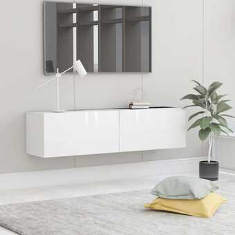 Tv-skab 120x30x30 cm spånplade hvid højglans