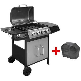 Bolig Center Gasgrill 4 + 1 grillzoner sort og sølvfarvet tilbud