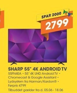 Expert Sharp 55 4k android tv tilbud