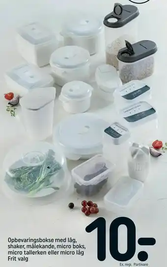 REMA 1000 Opbevaringsbokse med låg, shaker, målekande, micro boks, micro tallerken eller micro låg tilbud