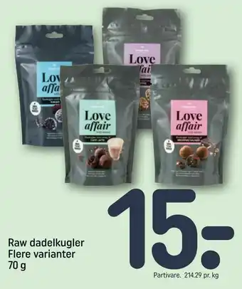 Raw dadelkugler