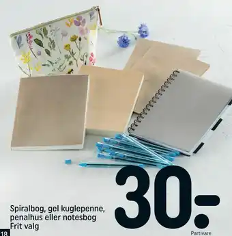 REMA 1000 Spiralbog, gel kuglepenne, penalhus eller notesbog tilbud