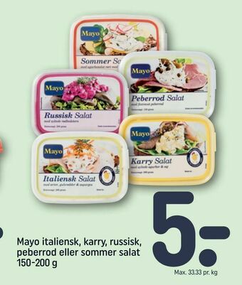 REMA 1000 Mayo italiensk, karry, russisk, peberrod eller sommer salat tilbud