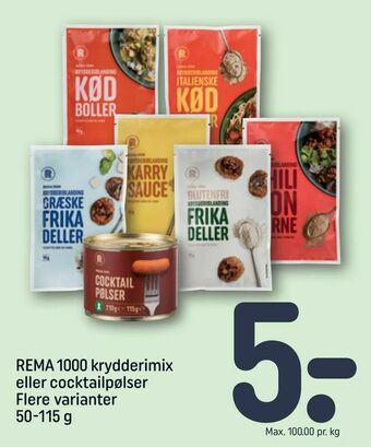 REMA 1000 REMA 1000 krydderimix eller cocktailpølser tilbud