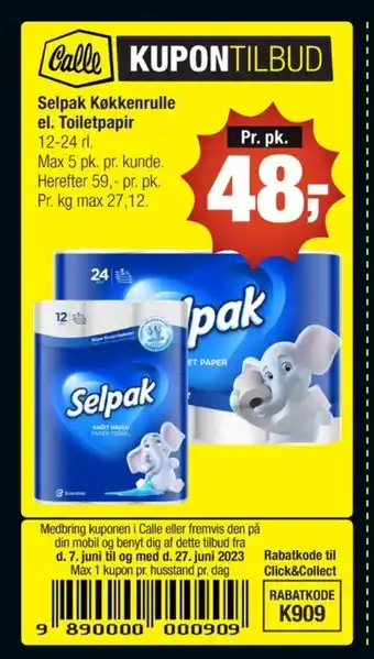 Calle Selpak køkkenrulle tilbud