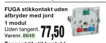 Harald Nyborg FUGA stikkontakt uden afbryder med jord 1 modul tilbud