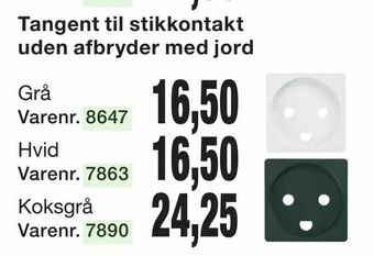 Harald Nyborg Tangent til stikkontakt uden afbryder med jord tilbud