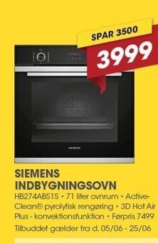 Punkt1 Siemens indbygningsovn tilbud