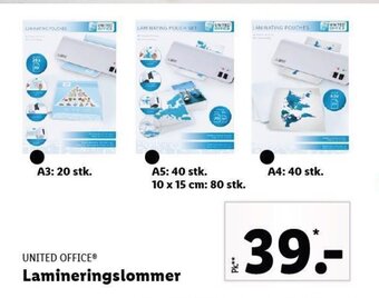 Lidl UNITED OFFICE Lamineringslommer tilbud