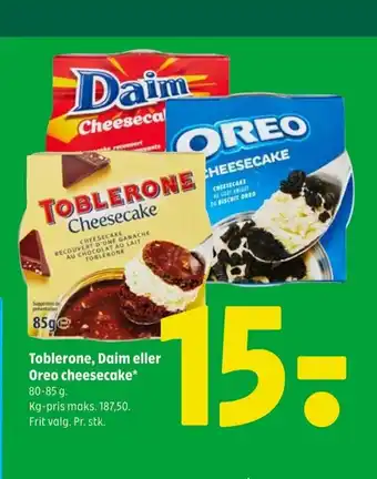 Coop 365 Toblerone, Daim eller Oreo cheesecake tilbud