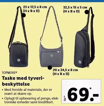 Topmove taske med tyveribeskyttelse