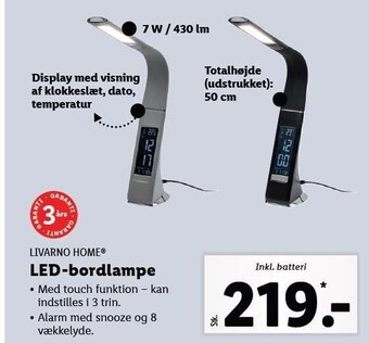 Lidl Livarno home led-bordlampe tilbud