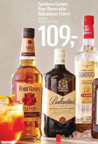 Sambuca casoni four roses el. ballantine finest