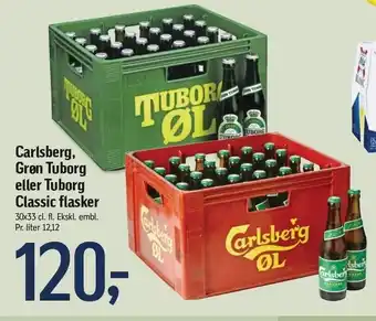 Føtex Carlsberg, grøn tuborg el. tuborg classic flasker tilbud