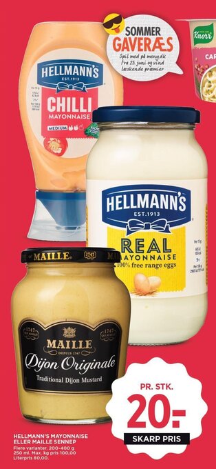 MENY HELLMANN'S MAYONNAISE ELLER MAILLE SENNEP tilbud