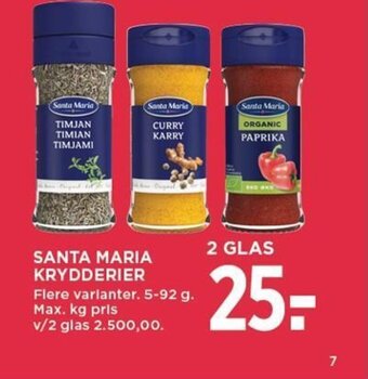 MENY SANTA MARIA KRYDDERIER tilbud