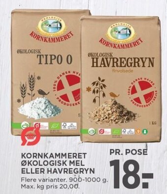 MENY KORNKAMMERET ØKOLOGISK MEL ELLER HAVREGRYN tilbud