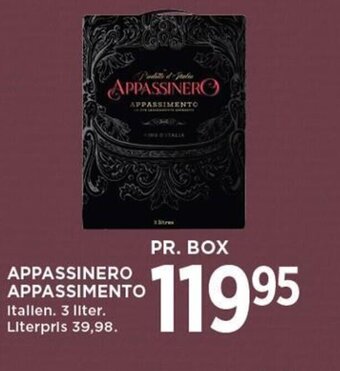 MENY APPASSINERO APPASSIMENTO tilbud