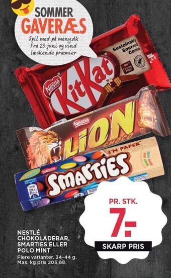 MENY NESTLÉ CHOKOLADEBAR, SMARTIES ELLER POLO MINT tilbud