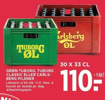 MENY GRØN TUBORG, TUBORG CLASSIC ELLER CARLS-BERG PILSNER tilbud