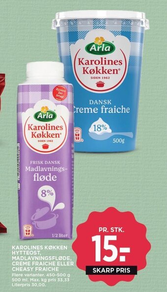 KAROLINES KØKKEN HYTTEOST, MADLAVNINGSFLØDE, CREME FRAICHE ELLER CHEASY FRAICHE