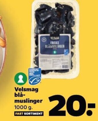 Netto Velsmag blå-muslinger 1000 g. tilbud