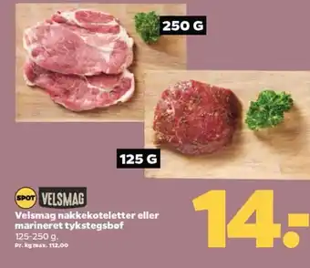Netto Velsmag nakkekoteletter eller marineret tykstegsbof tilbud