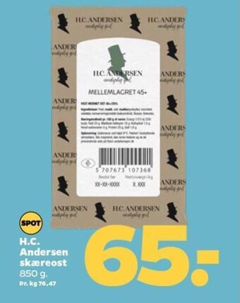Netto H.C. ANDERSEN skæreost tilbud
