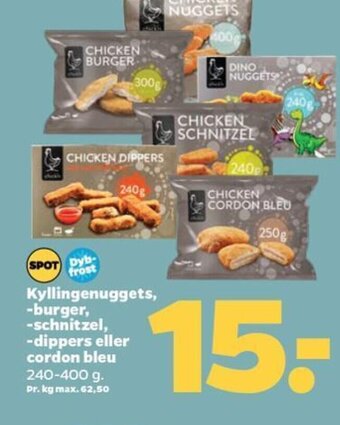 Netto Kyllingenuggets, -burger, -schnitzel, -dippers eller cordon bleu tilbud