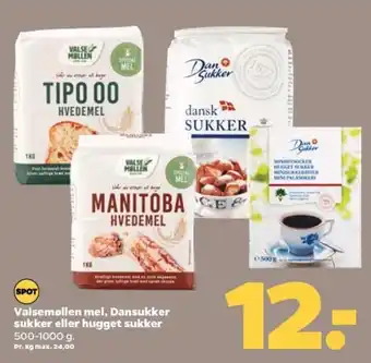 Netto Valsemøllen mel, Dansukker sukker eller hugget sukker 500-1000 g. tilbud