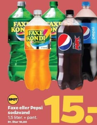 Netto Faxe eller Pepsi sodavand 1,5 liter. + pant. tilbud