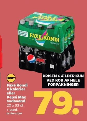 Netto Faxe Kondi 0 kalorier eller Pepsi Max sodavand tilbud
