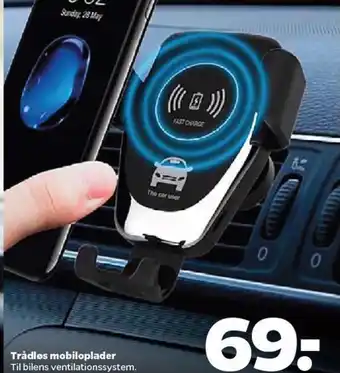 Netto Trådløs mobiloplader Til bilens ventilationssystem. tilbud