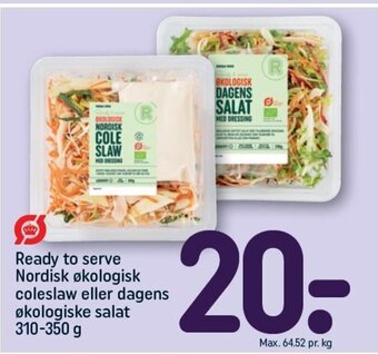 REMA 1000 Ready to serve Nordisk økologisk coleslaw eller dagens økologiske salat 310-350 g tilbud